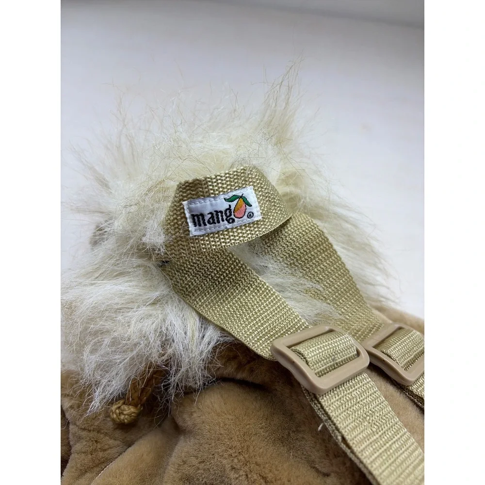 Mango Teddy Bear Co Lion Plush Backpack Vintage Tan White Mane 15 Inch Bag Rare